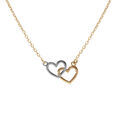 Colliers sur Artemare : Collier argent dor&eacute; 2 coeurs lisses dont 1 argent rhodi&eacute; r&eacute;glable 40 &agrave; 44cm
