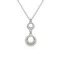 Collier argent rhodi&eacute; pendentif 2 cercles &eacute;vid&eacute; oxydes blancs r&eacute;glable 40 &agrave; 44cm Artemare