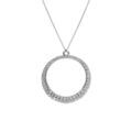 Collier argent rhodi&eacute; pendentif cercle &eacute;vid&eacute; oxydes blancs r&eacute;glable 40 &agrave; 44cm