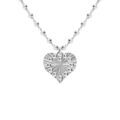 Collier argent rhodi&eacute; cha&icirc;ne boules pendentif coeur martel&eacute; r&eacute;glable 40 &agrave; 45cm Artemare
