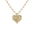 Collier argent dor&eacute; cha&icirc;ne boules pendentif coeur martel&eacute; r&eacute;glable 40 &agrave; 45cm Artemare