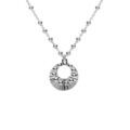 Collier argent rhodi&eacute; cha&icirc;ne boules pendentif cercle martel&eacute; r&eacute;glable 40 &agrave; 45cm Artemare