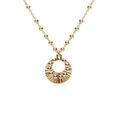 Collier argent dor&eacute; jaune cha&icirc;ne boules pendentif cercle martel&eacute; r&eacute;glable 40 &agrave; 45cm