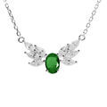 Collier argent rhodi&eacute; oxydes blancs et vert r&eacute;glable 42 &agrave; 45cm Artemare