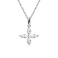 Collier argent rhodi&eacute; pendentif fleur oxyde blanc r&eacute;glable 40 &agrave; 44cm