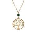 Collier argent dor&eacute; jaune arbre de vie 20mm et boule malachite v&eacute;ritable r&eacute;glable 40 &agrave; 44cm Artemare
