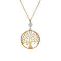 Collier argent dor&eacute; jaune arbre de vie 20mm et boule jade bleu ciel v&eacute;ritable r&eacute;glable 40 &agrave; 44cm Artemare
