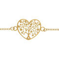 Bracelet acier PVD dor&eacute; coeur arbre de vie decoupe 18mm r&eacute;glable 16 &agrave; 19cm