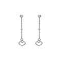 Boucles d'oreille sur Artemare : Boucles d'oreille tige argent rhodi&eacute; pendante coeur givr&eacute;