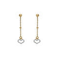 Boucles d'oreille tige argent dor&eacute; jaune pendante coeur givr&eacute; Artemare