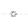 Bracelet argent rhodi&eacute; carr&eacute; oxydes blancs sertis r&eacute;glable 16 &agrave; 18cm