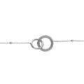 Bracelet argent rhodi&eacute; cha&icirc;ne boules 2 anneaux entrelac&eacute;s lisse et 1 perl&eacute; r&eacute;glable 16 &agrave; 19cm