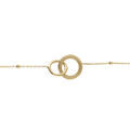 Bracelet argent dor&eacute; cha&icirc;ne boules 2 anneaux entrelac&eacute;s lisse et 1 perl&eacute; r&eacute;glable 16 &agrave; 19cm Artemare