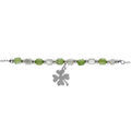 Bracelet argent rhodi&eacute; pampille tr&egrave;fle et perles nacre v&eacute;ritable blanche et teint&eacute;e verte r&eacute;glable 16 &agrave; 19cm Artemare