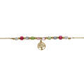Bracelet argent dor&eacute; pampille arbre de vie et perles nacre v&eacute;ritable teint&eacute;e r&eacute;glable 16 &agrave; 19cm