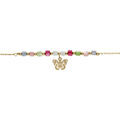 Bracelet argent dor&eacute; pampille papillon et perles nacre v&eacute;ritable teint&eacute;e r&eacute;glable 16 &agrave; 19cm