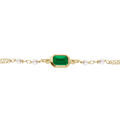 Bracelet argent dor&eacute; 1 oxyde vert rectangulaire et perles blanches r&eacute;glable 16 &agrave; 19cm Artemare