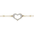 Bracelet argent dor&eacute; cha&icirc;ne boules avec coeur givr&eacute; r&eacute;glable 16 &agrave; 19cm Artemare