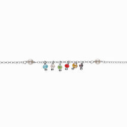 Bracelet argent rhodi&eacute; pampilles perles et multicouleur