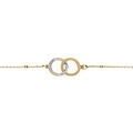 Bracelet argent dor&eacute; 2 cercles entrelac&eacute;s lisse et givr&eacute; r&eacute;glable 16 &agrave; 19cm Artemare