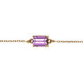 Bracelet argent dor&eacute; pendentif rectangulaire oxyde violet r&eacute;glable 16 &agrave; 19cm