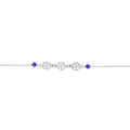 Bracelet argent rhodi&eacute; motifs arbre de vie et perles bleues r&eacute;glable 16 &agrave; 19cm