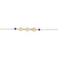 Bracelet argent dor&eacute; motifs arbre de vie et perles bleues r&eacute;glable 16 &agrave; 19cm