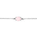 Bracelet argent rhodi&eacute; oxyde ovale 8 x 6mm rose opaque r&eacute;glable 16 &agrave; 19cm