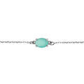 Bracelet argent rhodi&eacute; oxyde ovale 8 x 6mm vert opaque r&eacute;glable 16 &agrave; 19cm Artemare