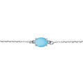 Bracelet argent rhodi&eacute; oxyde ovale 8 x 6mm bleu clair opaque r&eacute;glable 16 &agrave; 19cm Artemare