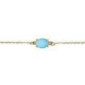 Bracelet argent dor&eacute; oxyde ovale 8 x 6mm bleu clair opaque r&eacute;glable 16 &agrave; 19cm Artemare