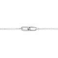 Bracelet argent rhodi&eacute; 2 rectangles entrelac&eacute;s soud&eacute;s 1 lisse 1 avec oxydes blancs sertis r&eacute;glable 16 &agrave; 18cm