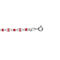 Bracelet argent rhodi&eacute; maille rectangle olives r&eacute;sine rouge r&eacute;glable 15 &agrave; 18cm Artemare