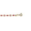 Bracelet argent dor&eacute; olives r&eacute;sine rouge r&eacute;glable 15 &agrave; 18cm