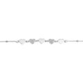 Bracelet argent rhodi&eacute; coeurs lisses et granit&eacute; r&eacute;glable 16 &agrave; 19cm