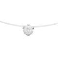 Collier argent rhodi&eacute; fil nylon solitaire oxyde blanc 5mm r&eacute;glable jusqu'a 50cm