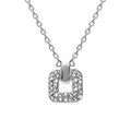 Collier argent rhodi&eacute; pendentif carr&eacute; oxydes blancs sertis r&eacute;glable 38 &agrave; 42cm Artemare