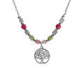 Collier argent rhodi&eacute; arbre de vie et perles nacre v&eacute;ritable teint&eacute;e r&eacute;glable 40 &agrave; 45cm Artemare