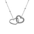 Colliers sur Artemare : Collier argent rhodi&eacute; cha&icirc;ne boules 2 coeurs entrelac&eacute;s 1 lisse et 1 perl&eacute; r&eacute;glable 42 &agrave; 45cm