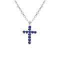 Colliers sur Artemare : Collier argent rhodi&eacute; pendentif croix oxydes bleu r&eacute;glable 42 &agrave; 45cm