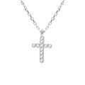Colliers sur Artemare : Collier argent rhodi&eacute; pendentif croix oxydes blancs r&eacute;glable 42 &agrave; 45cm