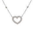 Collier argent rhodi&eacute; cha&icirc;ne boules coeur perl&eacute; r&eacute;glable 42 &agrave; 45cm Artemare