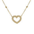 Colliers sur Artemare : Collier argent dor&eacute; cha&icirc;ne boules coeur perl&eacute; r&eacute;glable 42 &agrave; 45cm