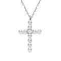 Colliers sur Artemare : Collier argent rhodi&eacute; pendentif croix avec 1 oxyde blanc et perle blanche r&eacute;glable 42 &agrave; 45cm