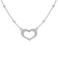 Colliers sur Artemare : Collier argent rhodi&eacute; cha&icirc;ne boules avec coeur givr&eacute; r&eacute;glable 42 &agrave; 45cm