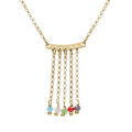 Colliers sur Artemare : Collier argent dor&eacute; 5 cha&icirc;nettes avec perles multicouleur r&eacute;glable 42 &agrave; 45cm