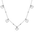 Colliers sur Artemare : Collier argent rhodi&eacute; pampilles coeurs lisses et givr&eacute;s r&eacute;glable 42 &agrave; 45cm