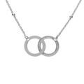 Colliers sur Artemare : Collier argent rhodi&eacute; 2 cercles entrelac&eacute;s lisse et givr&eacute; r&eacute;glable 42 &agrave; 45cm