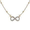 Collier argent dor&eacute; cha&icirc;ne boules avec infini givr&eacute; r&eacute;glable 42 &agrave; 45cm