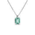 Collier argent rhodi&eacute; pendentif rectangulaire oxyde bleu vert r&eacute;glable 42 &agrave; 44cm Artemare